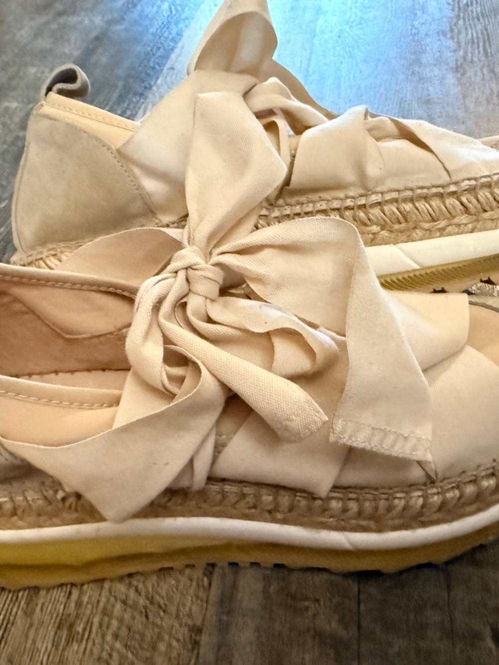 Free People Cream Bow Espadrille Platform Slip-On